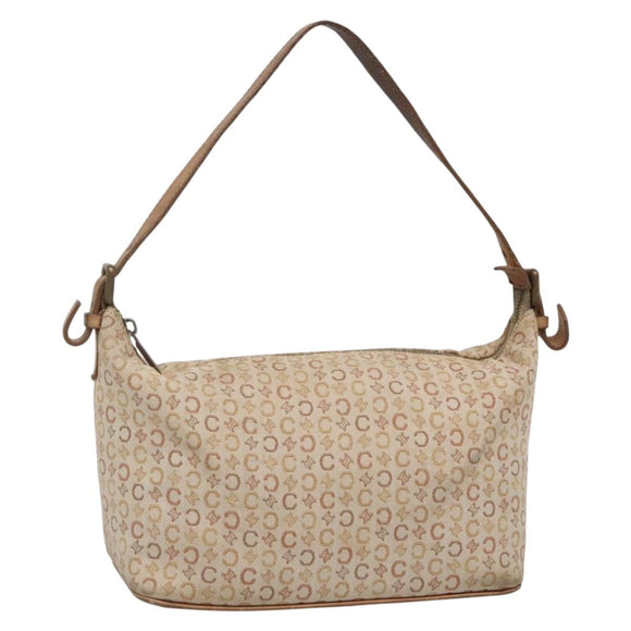 CELINE C Macadam Canvas Shoulder Bag Beige Auth bs28954