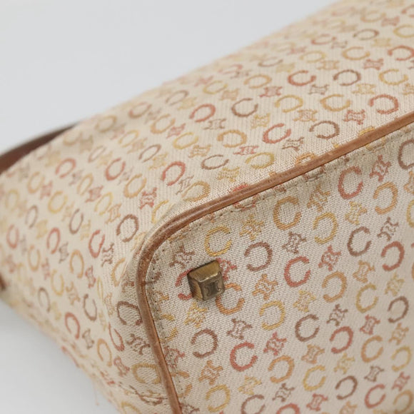 CELINE C Macadam Canvas Shoulder Bag Beige Auth bs28954