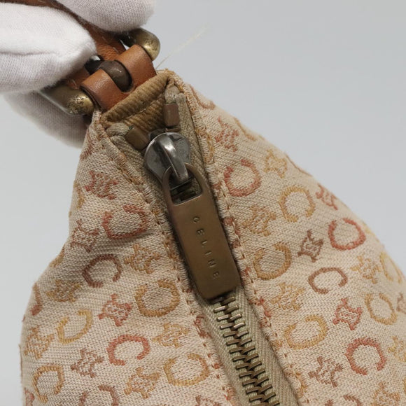 CELINE C Macadam Canvas Shoulder Bag Beige Auth bs28954