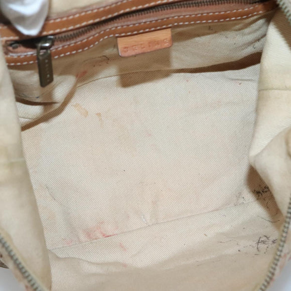 CELINE C Macadam Canvas Shoulder Bag Beige Auth bs28954