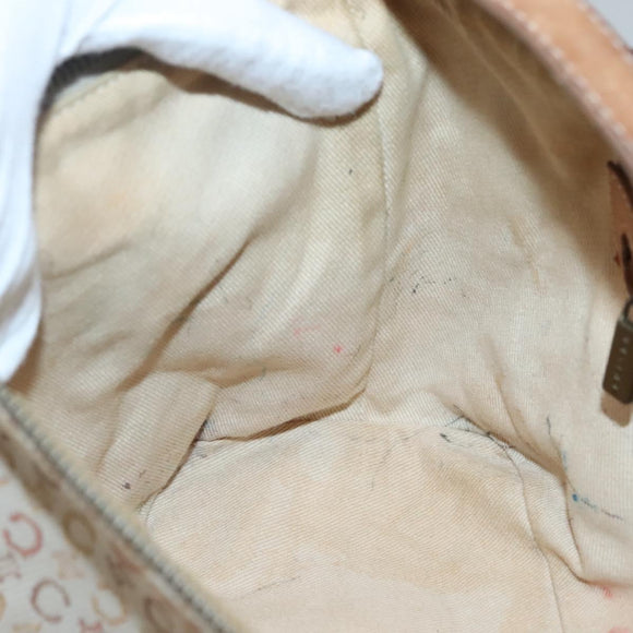 CELINE C Macadam Canvas Shoulder Bag Beige Auth bs28954