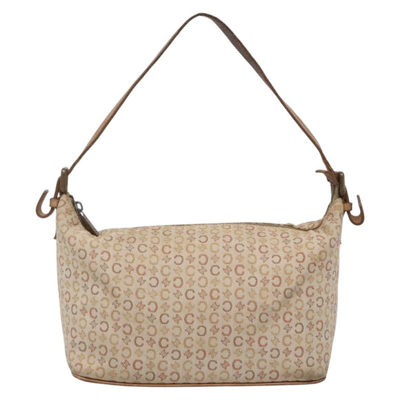 CELINE C Macadam Canvas Shoulder Bag Beige Auth bs28954