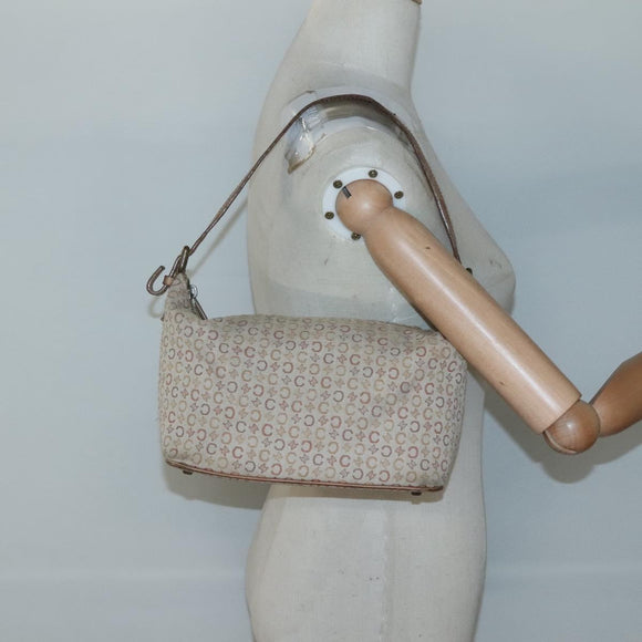 CELINE C Macadam Canvas Shoulder Bag Beige Auth bs28954