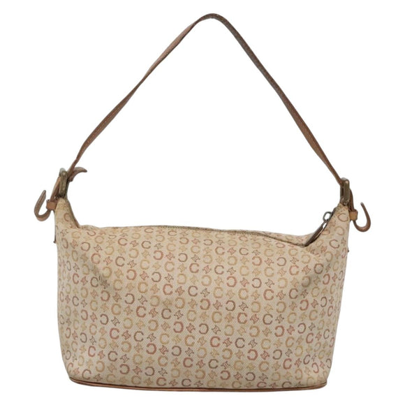 CELINE C Macadam Canvas Shoulder Bag Beige Auth bs28954