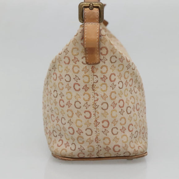 CELINE C Macadam Canvas Shoulder Bag Beige Auth bs28954