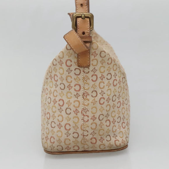 CELINE C Macadam Canvas Shoulder Bag Beige Auth bs28954