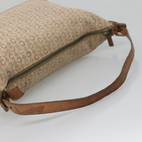 CELINE C Macadam Canvas Shoulder Bag Beige Auth bs28954