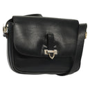 CELINE Shoulder Bag Leather Navy Gold Auth bs28958-1