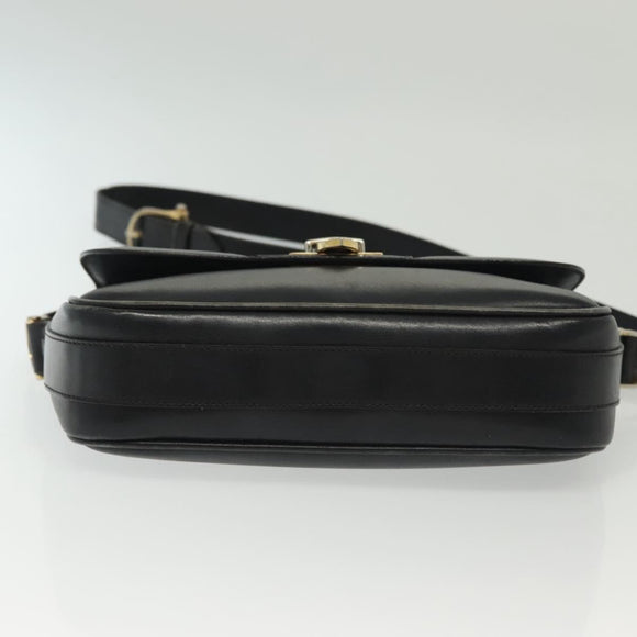 CELINE Shoulder Bag Leather Navy Gold Auth bs28958