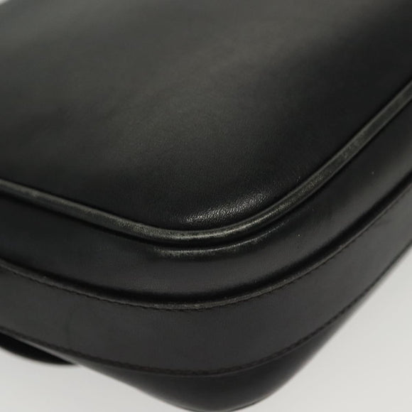 CELINE Shoulder Bag Leather Navy Gold Auth bs28958