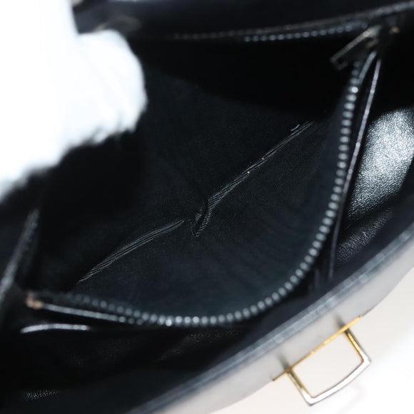 CELINE Shoulder Bag Leather Navy Gold Auth bs28958