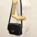 CELINE Shoulder Bag Leather Navy Gold Auth bs28958-23