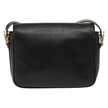 CELINE Shoulder Bag Leather Navy Gold Auth bs28958 - 0