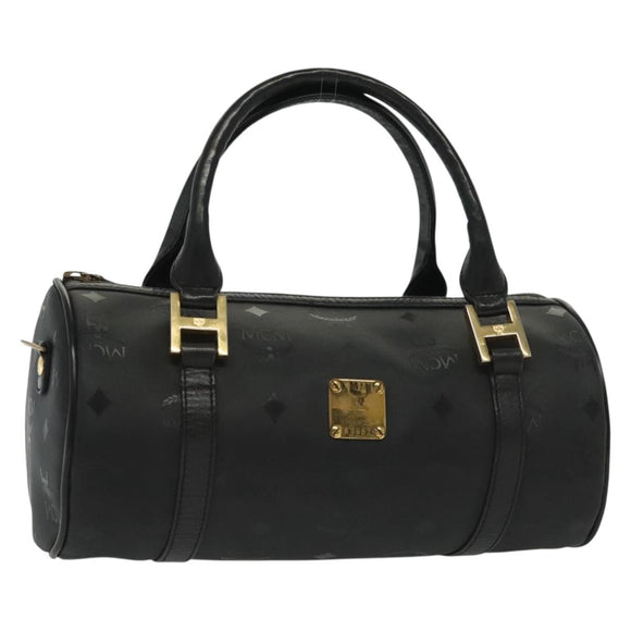 MCM Vicetos Logogram Hand Bag PVC Black Gold Auth bs28959
