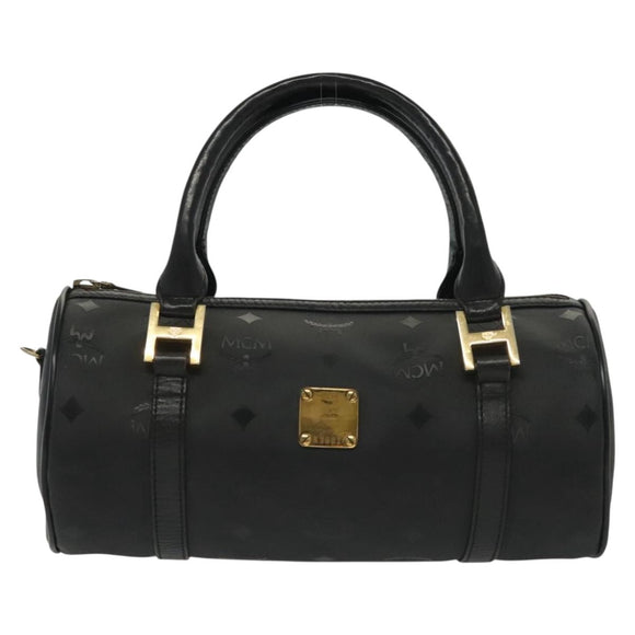 MCM Vicetos Logogram Hand Bag PVC Black Gold Auth bs28959