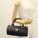 MCM Vicetos Logogram Hand Bag PVC Black Gold Auth bs28959-21
