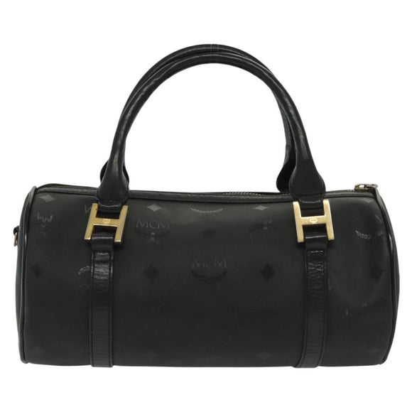 MCM Vicetos Logogram Hand Bag PVC Black Gold Auth bs28959