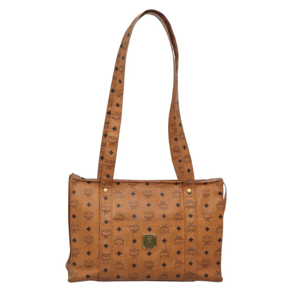 MCM Logogram Vicetos Tote Bag PVC Leather Brown Gold Auth bs28960