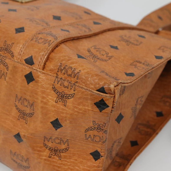 MCM Logogram Vicetos Tote Bag PVC Leather Brown Gold Auth bs28960