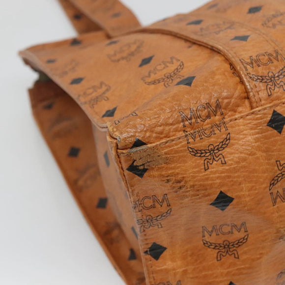 MCM Logogram Vicetos Tote Bag PVC Leather Brown Gold Auth bs28960