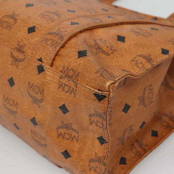 MCM Logogram Vicetos Tote Bag PVC Leather Brown Gold Auth bs28960