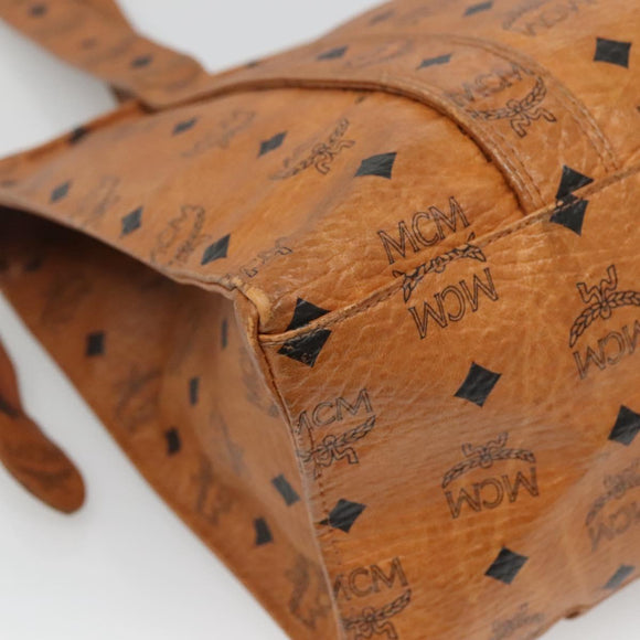 MCM Logogram Vicetos Tote Bag PVC Leather Brown Gold Auth bs28960