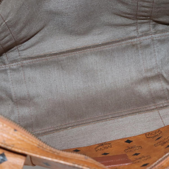 MCM Logogram Vicetos Tote Bag PVC Leather Brown Gold Auth bs28960