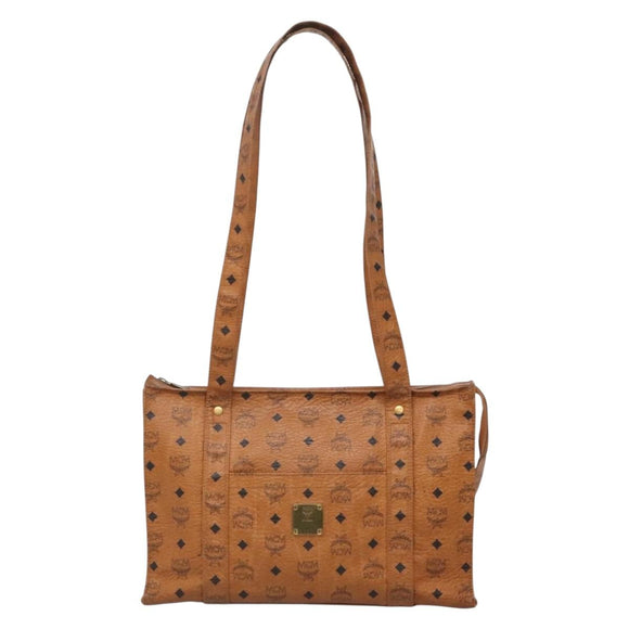 MCM Logogram Vicetos Tote Bag PVC Leather Brown Gold Auth bs28960
