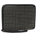 Christian Louboutin Studs Clutch Bag Leather Black Silver Auth bs28961-1
