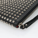 Christian Louboutin Studs Clutch Bag Leather Black Silver Auth bs28961-15