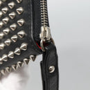 Christian Louboutin Studs Clutch Bag Leather Black Silver Auth bs28961-9
