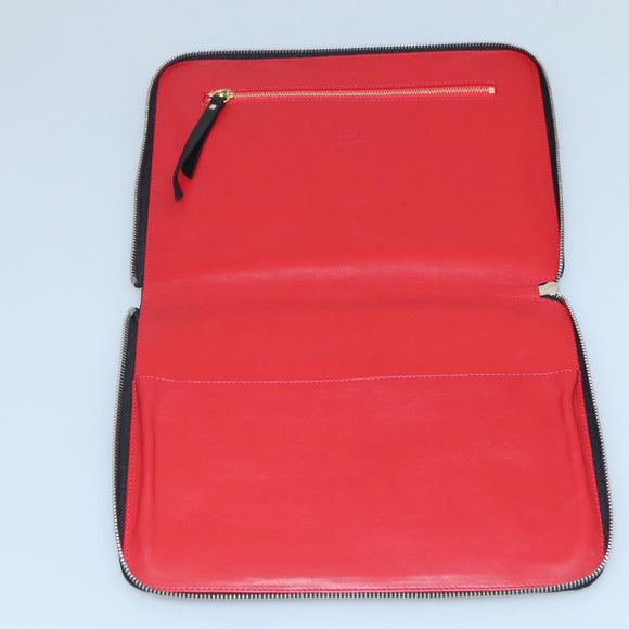 Christian Louboutin Studs Clutch Bag Leather Black Silver Auth bs28961