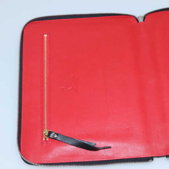 Christian Louboutin Studs Clutch Bag Leather Black Silver Auth bs28961