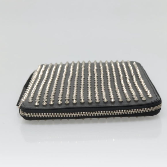 Christian Louboutin Studs Clutch Bag Leather Black Silver Auth bs28961