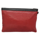 Jimmy Choo Studs Clutch Bag Leather Red Black Auth bs28965-3