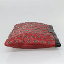 Jimmy Choo Studs Clutch Bag Leather Red Black Auth bs28965-5