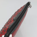 Jimmy Choo Studs Clutch Bag Leather Red Black Auth bs28965-6