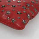 Jimmy Choo Studs Clutch Bag Leather Red Black Auth bs28965-8