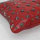 Jimmy Choo Studs Clutch Bag Leather Red Black Auth bs28965-9