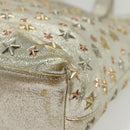 Jimmy Choo Studs Tote Bag Leather Champagne Gold Auth bs28966-14