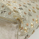 Jimmy Choo Studs Tote Bag Leather Champagne Gold Auth bs28966-16