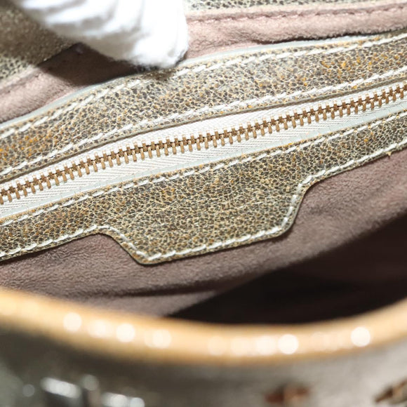 Jimmy Choo Studs Tote Bag Leather Champagne Gold Auth bs28966