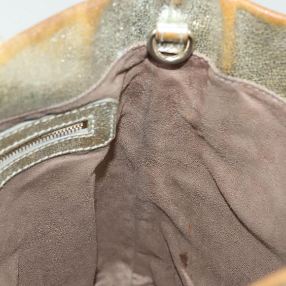 Jimmy Choo Studs Tote Bag Leather Champagne Gold Auth bs28966