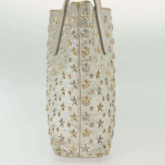 Jimmy Choo Studs Tote Bag Leather Champagne Gold Auth bs28966