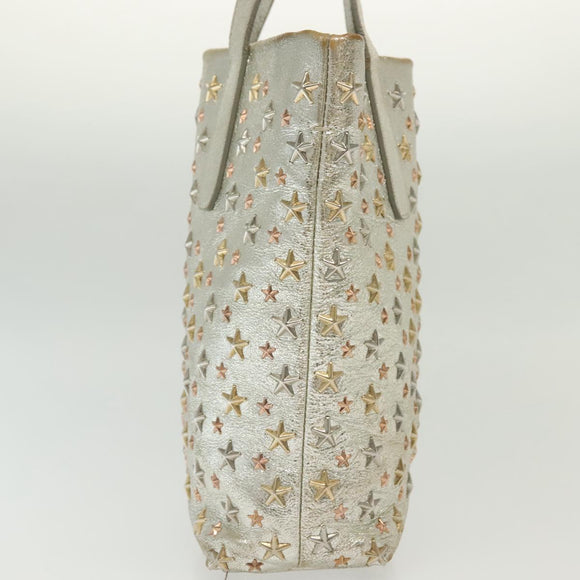 Jimmy Choo Studs Tote Bag Leather Champagne Gold Auth bs28966