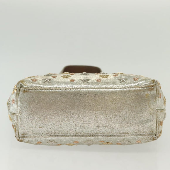 Jimmy Choo Studs Tote Bag Leather Champagne Gold Auth bs28966