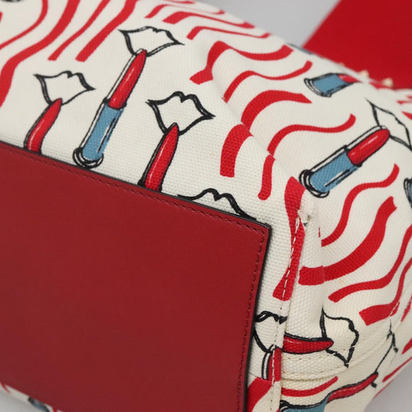 VALENTINO Tote Bag Canvas Red Auth bs28967