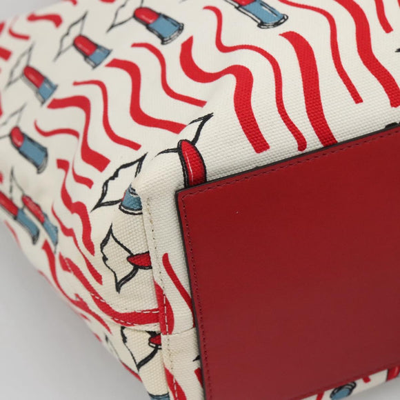 VALENTINO Tote Bag Canvas Red Auth bs28967