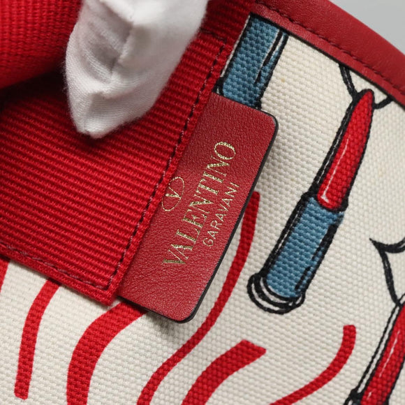 VALENTINO Tote Bag Canvas Red Auth bs28967