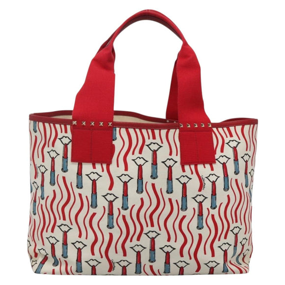 VALENTINO Tote Bag Canvas Red Auth bs28967